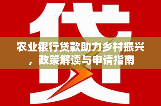 漳州农业银行贷款助力乡村振兴，政策解读与申请指南