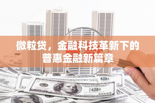 瀍河微粒贷，金融科技革新下的普惠金融新篇章